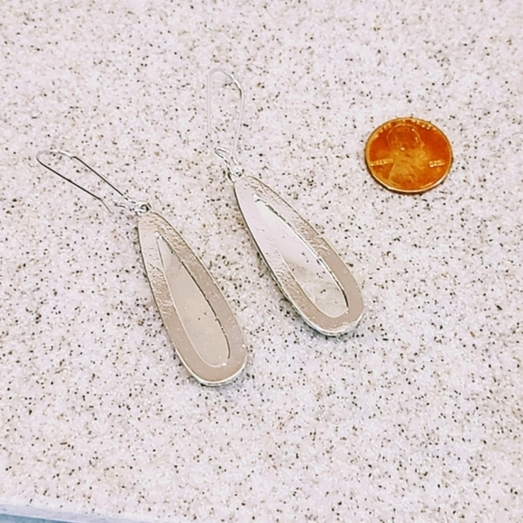 FACETED ART GLASS TEARDROP DANGLE DROP STAINLESS STEEL WIRE HOOK EARRINGS - Picture 5 of 8